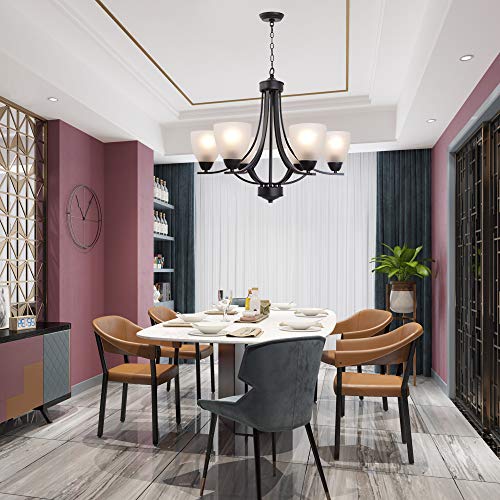 Contemporary Chandeliers 6 Light Black Modern Pendant Light Rustic Vintage Dining Room Lighting Fixtures Hanging