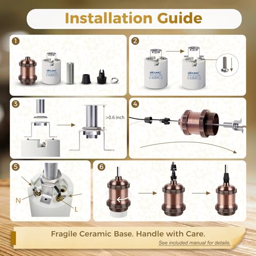 E26 Edison Vintage Lamp Socket for DIY Lighting (6 Count)