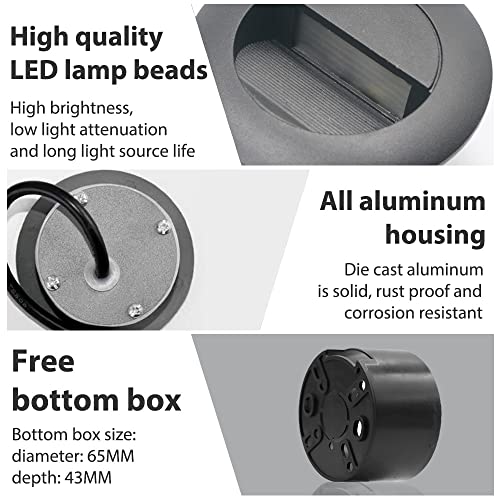 3W LED Recessed Step Light Warm White 120V IP65 Waterproof Black (4 Count)