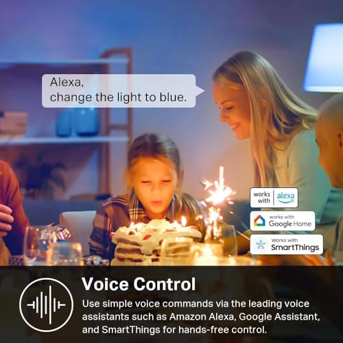 Light Bulbs Full Color Changing Dimmable Smart WiFi Bulbs Compatible with Alexa and Google Home (2 Count)