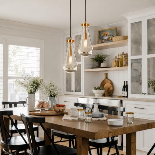 Modern Gold Teardrop Pendant Light (Gold / 2-Light)