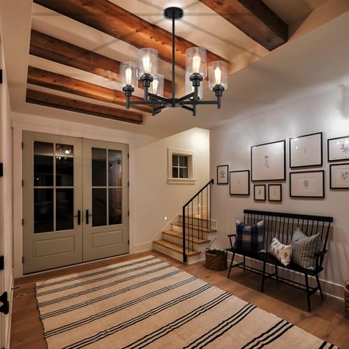 Black Farmhouse Chandeliers for Dining Room Light Fixtures Over Table (6 Count)