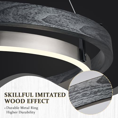 LED Black Ring Chandelier Dimmable Round Chandelier Entryway Chandeliers