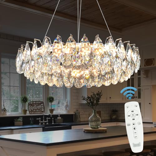 Modern Round Crystal Chandelier 24 Inch Chrome Dimmable LED Crystal Ring Chandelier 4
