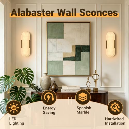 Alabaster Wall Sconces Set of Two (2 Count)