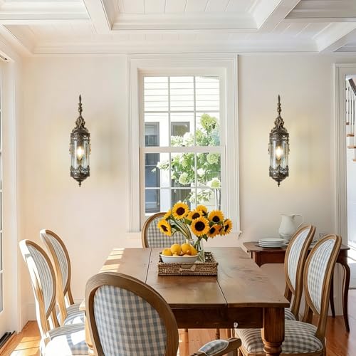 Antique Gothic Blue Glass Wall Sconce for Bedroom