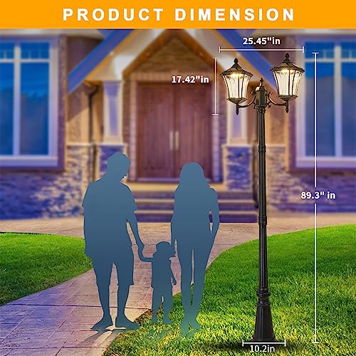 2 Head Outdoor Solar Lamp Post Lights with Waterproof