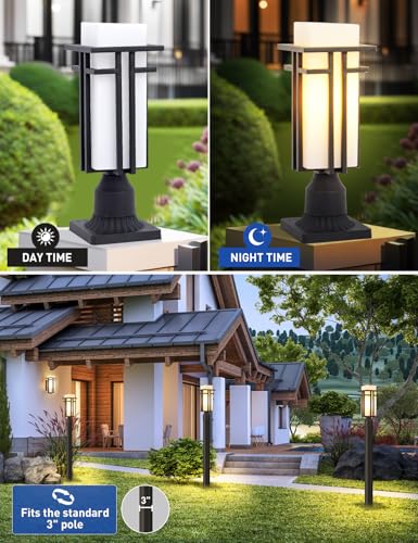 Outdoor Post Lights Waterproof Metal Frame with Milk White Frosted Glass Pier Mount Outdoor Lighting Fixtures
