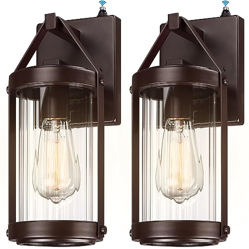 2 Pack Dusk to Dawn Sensor Brown Outdoor Wall Sconce Lightings (2 Count)