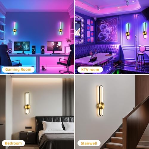RGB Modern Wall Sconce Dimmable LED Wall Light Fixture with Remote & APP