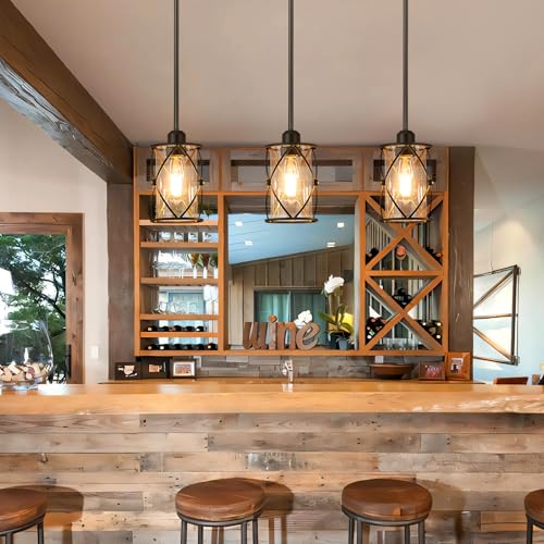 Glass Pendant Lights Kitchen Island 3 Pack (3 Count)