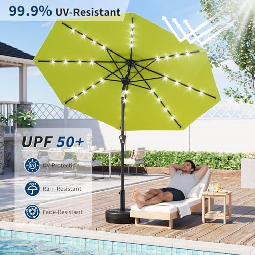 9FT Solar Patio Umbrella Outdoor Umbrella with 32 LED Lights