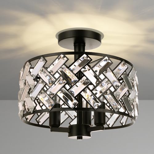 Black Crystal Ceiling Light