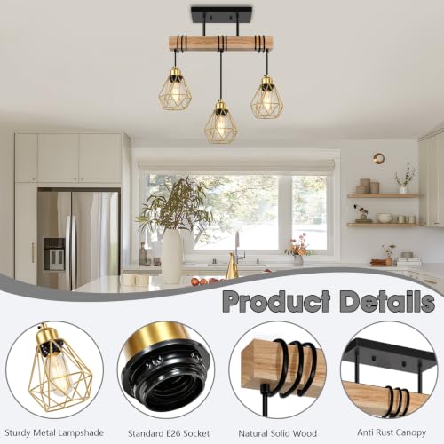 3 Lights Dining Room Light Fixture Over Table