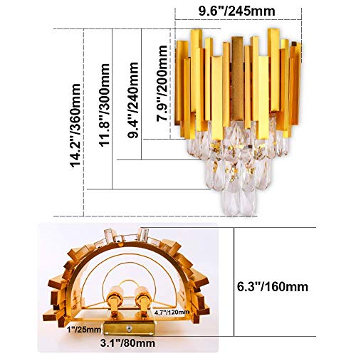 Crystal Wall Sconce Lights 3 Tiers Crystal Wall Lamp
