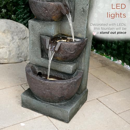 39" Tall 5 Tier Bowls Waterfall Fountain with LED Lights