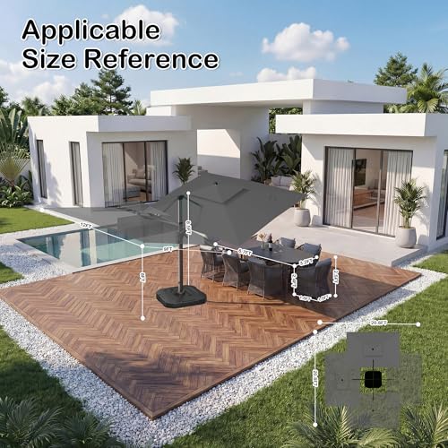 9x12 FT Patio Cantilever Outdoor Umbrella with Base and LED Lights
