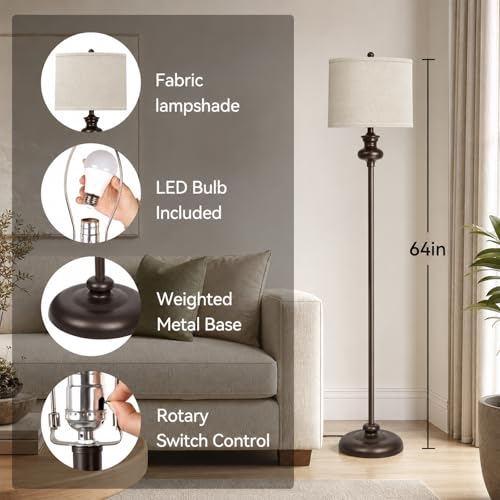 Floor Lamp Standing Lamp for Living Room (Brown Style 01)