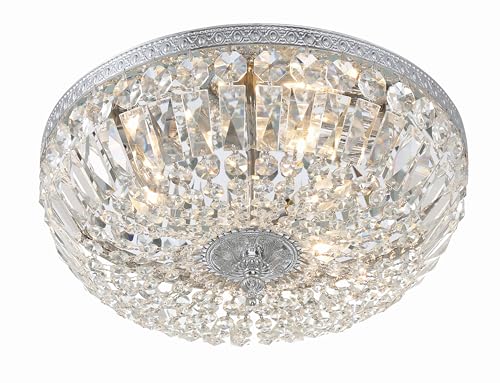 3 Light Spectra Crystal Polished Chrome Flush Mount