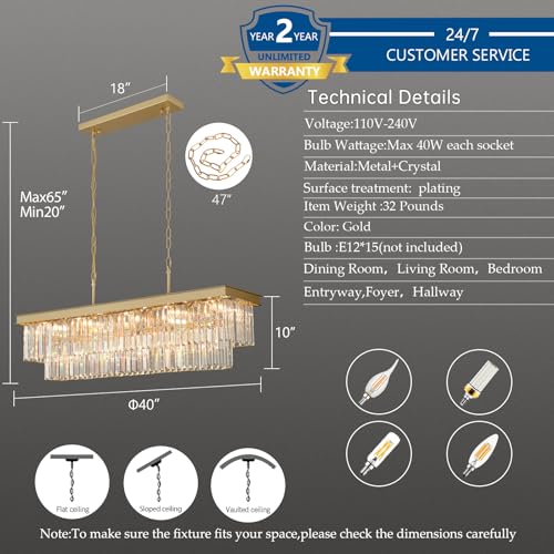 Gold Crystal Chandeliers for Dining Room