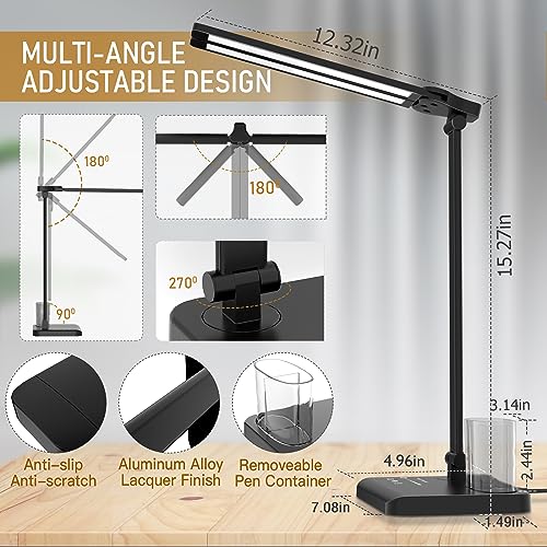 Dimmable LED Desk Lamp with USB Charging Port