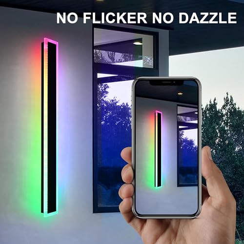 2pcs 60in Long RGB Outdoor Wall Light Fixture Black 5.1in Wide