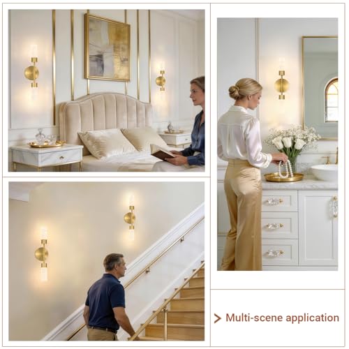 Brushed Gold Wall Sconces Set of 2 (2 Count)