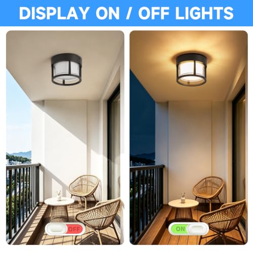 Black Round Porch LED Ceiling Flush Mount Lights
