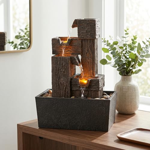 13 Inch Tabletop Water Fountain with LED Lights