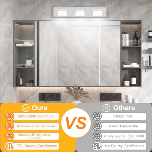LED Modern Bathroom Vanity Lights Chrome 3 (3 Count)