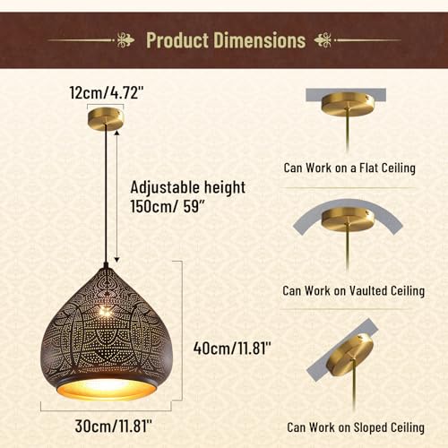 Modern Pendant Lighting Black Metal Hanging Lamp Moroccan Chandelier