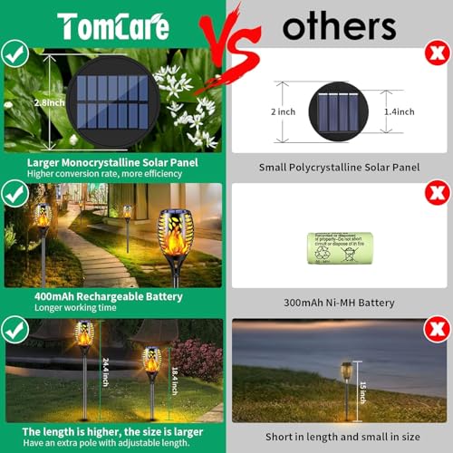 6 Pack Solar Lights Outdoor Flickering Flame Solar Torch Lights (6 Count)
