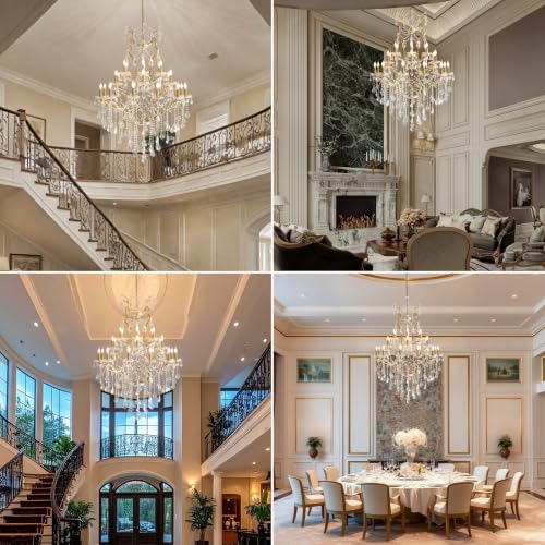24 Lights Large Crystal Chandelier for High Ceilings