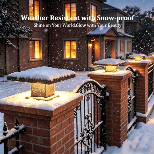 Outdoor Post Lights Modern 3000K LED Column Caps Lights Waterproof Outside Housing Pillar Lights Hard Wired Landscape Pathway Lamp Fence Deck Caps Lanterns For Gate Mailbox Pier Pedestal Lighting