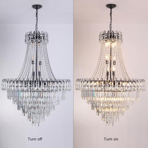 34 Inch Large Tiered Empire Crystal Chandelier