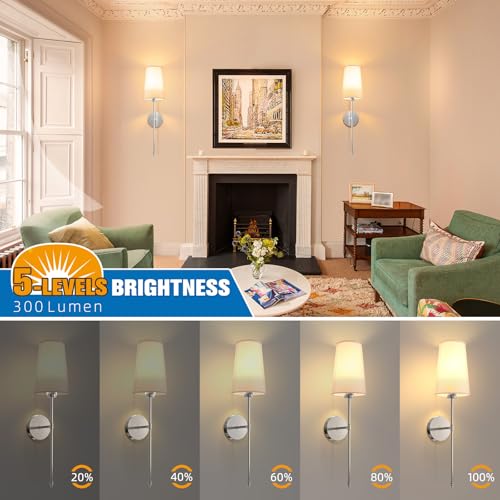 Brushed Nickel Battery Operated Wall Sconce Set of 2 (2 Count)