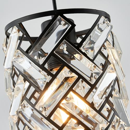40" Black Crystal Linear Chandelier