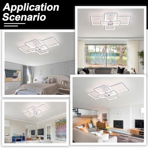 Dimmable White Modern Ceiling Lamp with Remote for for Living Room