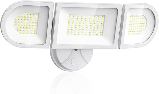 Olafus 130W Flood Lights Outdoor, 13000LM Super Bright LED Flood Light, IP65 Waterprooof Outdoor Flood Light Fixture, 3 Adjustable Heads, 6500K Exterior Security Lights for Yard, Garage, White - Aura Lighting
