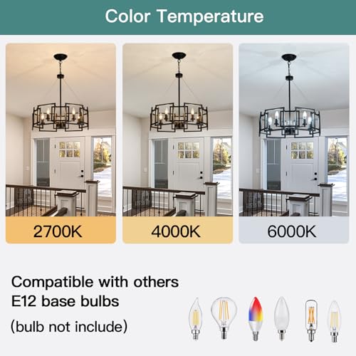 Modern Chandelier Black Geometric Pendant Lighting Fixture 5