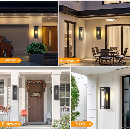 20in Extra Large Outdoor Wall Sconce Black Modern Exterior Lighting Fixture