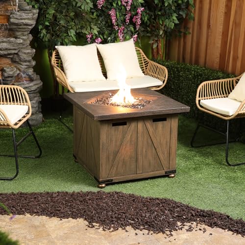 24" Wood Grain Fire Pit Table (16 Ounce)