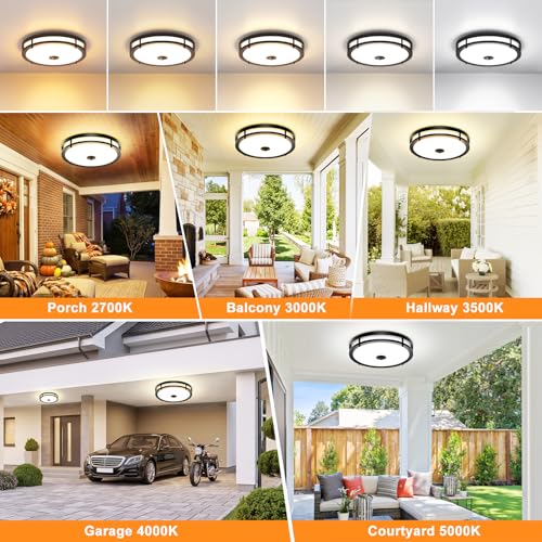 16IN LED Motion Sensor Outdoor Ceiling Light with Remote