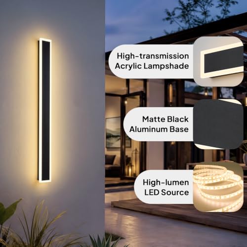2 Pack 23.6" Modern Outdoor LED Wall Lights (23.6in)