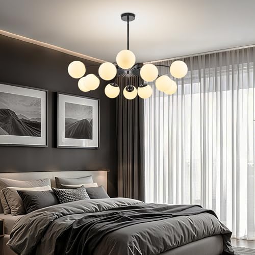12 Light Milk Glass Pendant Light