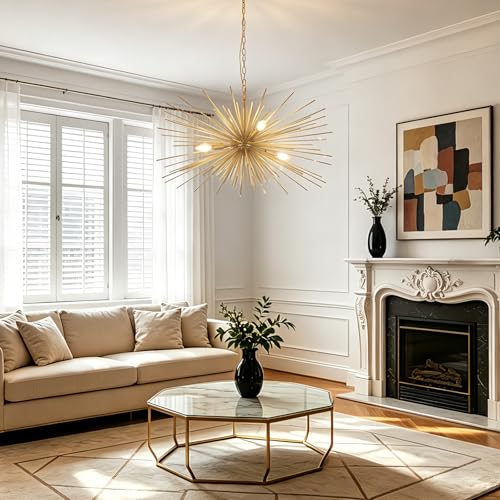 31in 4 Light Gold Sputnik Chandelier Mid