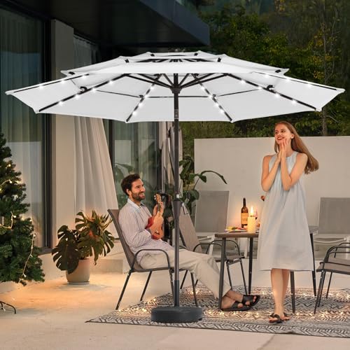 9 ft 3 Tier Outdoor LED Lighted Patio Umbrella w