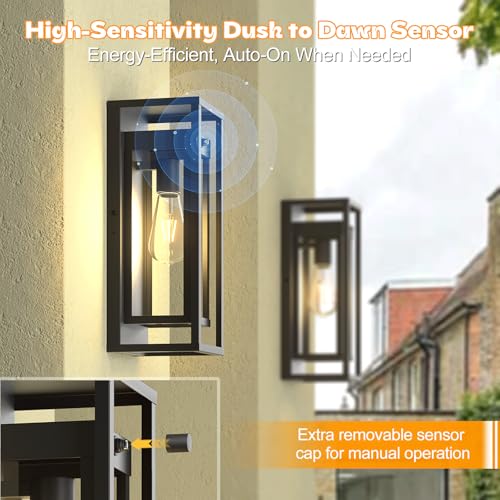 Dusk to Dawn Outdoor Wall Light 15in Waterproof Large Porch Sconce (2 Count)