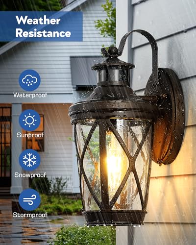 Motion Sensor Porch Light Outdoor (Oil-Rubbed Bronze / 2-Pack)