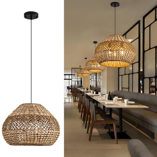 18.9" Rattan Pendant Light
